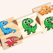 1 Set Balok Puzzle Kayu Bentuk Hewan Dinosaurus & Lainnya, Mainan Putar dan Cocokkan, Hadiah Ulang Tahun Sempurna untuk Balita, Anak Laki-laki & Perempuan, Mainan Puzzle untuk Balita - MultiWarna - View 8
