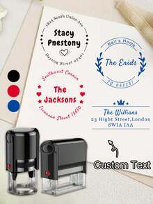 1/2Pcs Custom Text/Logo Address Stamp, Custom Text Return Address Stamps Self Inking Personalized,Personalized Stamps For Mailing,Custom Round Address Stamp, Personalized Stamps Self Inking, Customized Any Logo Rubber Stamps. - Style a - View 1