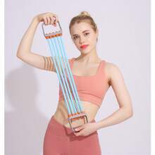 5-Level Adjustable Resistance Band With Handle, 30-150 Lbs Elastic Exercise Pull Rope Chest Expander, Suitable For Arm, Back, Leg Strength Training, Full Body Workout, Yoga Pilates, Home Fitness Equipment, Unisex - Multicolor - View 5