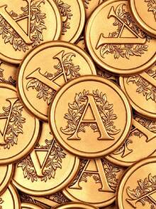 25pcs/Pack 3D Letter A Floral Vine Pattern Wax Seal Stickers, Self-Adhesive Envelope Seals For Wedding, Party, Birthday, Christmas - Letter a - View 1