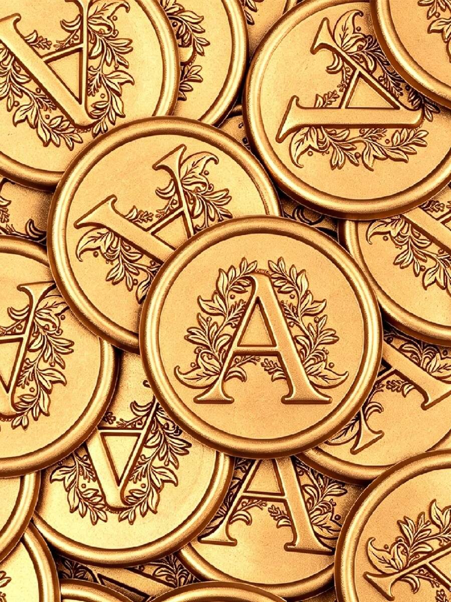 25pcs/Pack 3D Letter A Floral Vine Pattern Wax Seal Stickers, Self-Adhesive Envelope Seals For Wedding, Party, Birthday, Christmas - Letter a - View 1