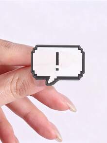3Pcs Pixel Speech Bubble Enamel Pins Set Swear Symbol Exclamation Question Mark Retro Game Lapel Brooch Gamer Backpack Decor Gift - Black and White - View 7