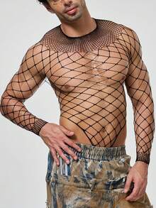 Deep Contour Stripe Bodysuit Bodysuit Fishnet Bodystocking Men Sexy Underwear Sexy Lingerie - Black - View 2