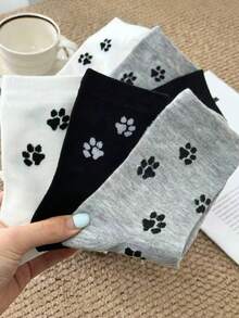 1/3 Pairs All-Season Wearable Cartoon Cute Full-Body Cat Paw Pattern Comfortable Maternity Mid-Calf Socks - Multicolor - View 6