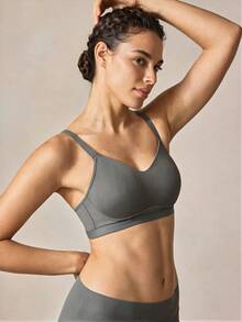 Veilyse 3 piezas Sujetador de lencería cómodo y casual sin aros con copa suave de color liso para mujer para el verano - Multicolor - Ver 8