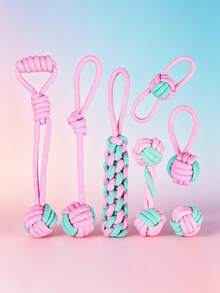 1/2/3/4/5/6/7pcs Pet Dog Cotton Rope Toy Set, Durable Chewing & Teething Rope Toys For Medium & Puppy Dogs, Teeth Cleaning Interactive Tug Rope Toys, Pet Chew Toys - Multicolor - View 14