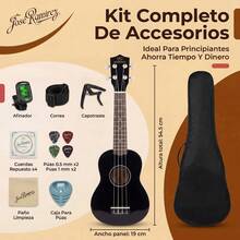 21in Soprano Acoustic Ukulele Kit Instruments With Tuner, Strap, 4 Strings, And Case - Concert Ukulele - Black - View 5