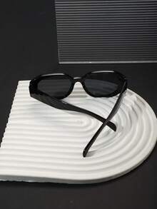 1pc Men's Vintage Geometric Fashion Glasses, Solid Color Polycarbonate Frame, Grey Lenses, Minimalist Cool Style, Lightweight, Suitable For Commute And Outdoor, Includes Glasses Case - Multicolor - View 7