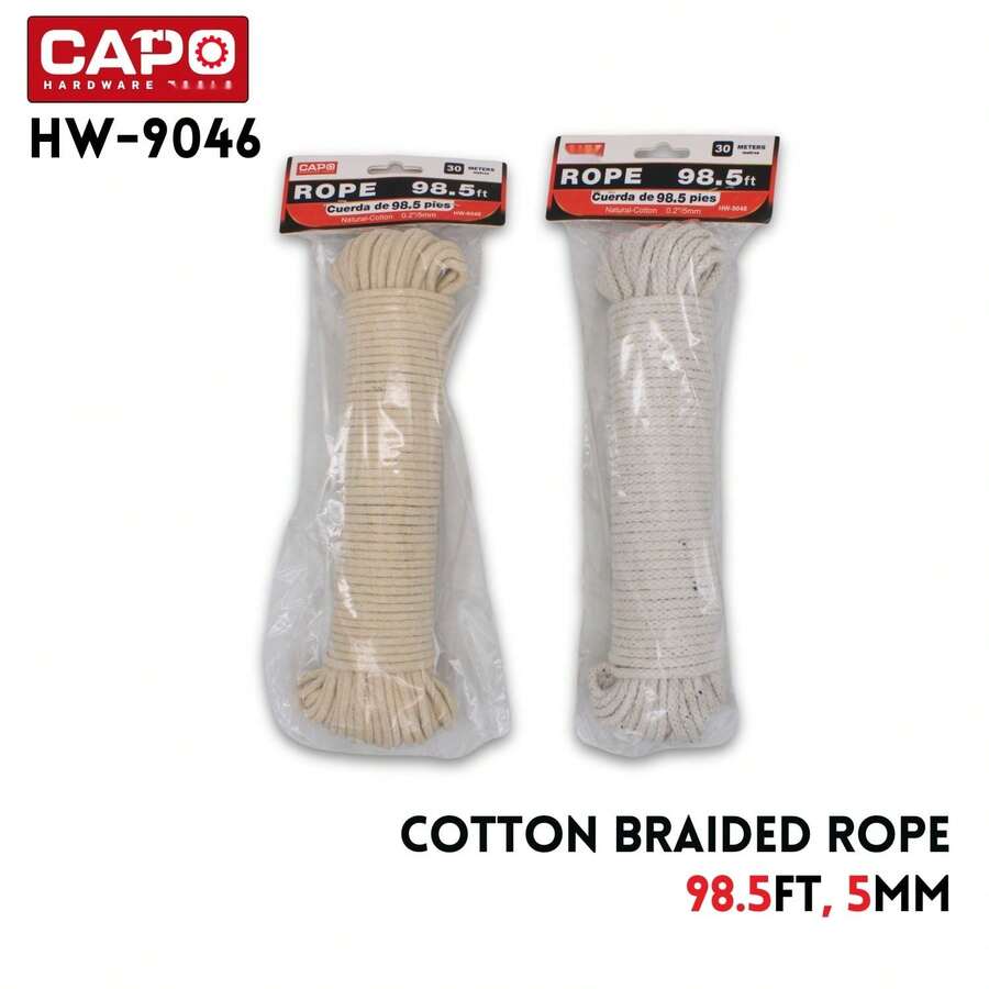 5Mm X 1181.1inch Braided Cotton Rope, Soft & Wear-Resistant Craft Cord For Tying & Decoration - Variant - View 1