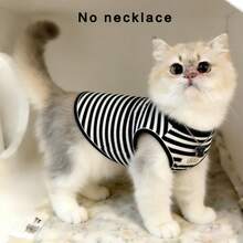 1PC Pet Striped Vest Shirt For Spring And Summer, Lightweight And Breathable Casual Pet Clothing Is Perfect For Daily Fashion, Garden Walks, Family Outings, Festivals And Gatherings, Bringing Elegant And Fresh Style To Your Pets - Black and White - View 8