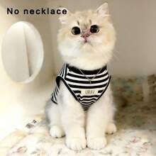 1PC Pet Striped Vest Shirt For Spring And Summer, Lightweight And Breathable Casual Pet Clothing Is Perfect For Daily Fashion, Garden Walks, Family Outings, Festivals And Gatherings, Bringing Elegant And Fresh Style To Your Pets - Black and White - View 9
