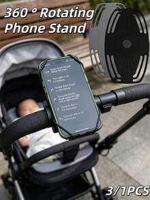 3/1pc Baby Stroller Phone Holder, Stretchable Silicone Phone Mount, 360° Rotatable, Suitable For Baby Stroller, Bicycle Phone Holder/Baby Stroller And Accessories - Multicolor - View 1