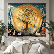 One "Tree Of Life" Tapestry Designed To Create A Soothing Atmosphere; Suitable For Use As A Bedroom Headboard Backdrop, Dorm Or Rental Decor, Hostel Styling, A Background For Live Streaming Or Photography, Sofa Decoration, Or As A Gift. - Multicolor - View 2