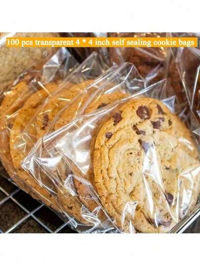 Transparent Multi-Size Self-Sealing Plastic Baking Bags, Reusable Plastic Bags Suitable For Cookies, Candies, Baked Goods, Party Favors Packaging