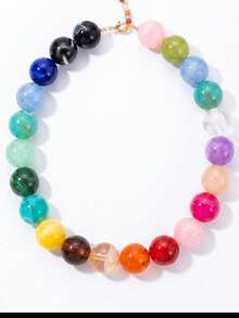 1pc Fashionable Acrylic Random Mixed Color Beads Dopamine Summer Solo Random Color Beads, Suitable For Daily Wear - Multicolor - View 2