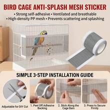 1pc Self-Adhesive Breathable Trimmable Bird Cage Splash Guard Mesh Strip, Anti-Mosquito & Debris Feeding Fence Net, Suitable For Parrots And Pet Birds, Prevents Feather Scattering And Food Splashing, Durable Anti-Spill Cage Home Accessory - View 4
