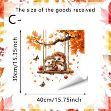 1pc Autumn Thanksgiving Maple Leaf Window Sticker, Squirrel Hedgehog Ghost Butterfly Design, PVC Static Cling, Suitable For Home Store Party Glass Decoration Decal, Halloween Decoration - Cartoon Window Stickers - View 12