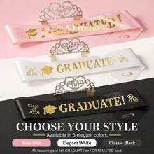 2pcs Graduation Celebration Set (1 Rhinestone Headband Crown + 1 Shoulder Strap) Suitable For Party Decoration, Photo Props, Graduation Season, Back To School Gifts, Best Fun Background Stand, Small Garden Party - Multicolor - View 9