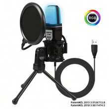 Gaming Microphone, USB PC Microphone For Podcast, Video, Streaming, Condenser Microphone With Quick Mute Function, Includes Tripod, Pop Filter, RGB Indicator, Shock Mount, Rotary Gain Knob, Compatible With PS4/5/PC - View 8