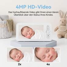 OYAJIA Baby Monitor HD 5-Inch With Camera, Non-Wi-Fi Video Baby Monitor, Night Light, Lullabies, 6m Range, Two-Way Audio - White - View 3