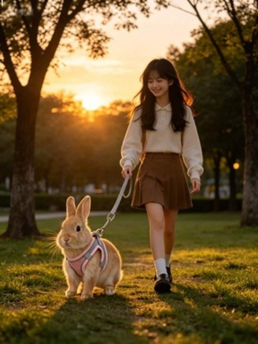 Bộ dây xích và đai đeo cho thú cưng nhỏ bằng lưới thoáng khí, dây xích dắt kiểu áo vest điều chỉnh được cho thỏ, đai ngực chống thoát phù hợp cho thỏ, chuột lang đi dạo ngoài trời: - Nhiều màu - Xem 1