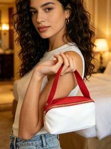 Fashionable Portable Cosmetic Storage Bag, Dust-Proof Lightweight Toiletry Bag, Suitable For Daily Carry And Travel, Exquisite Gift For Her, SHISEIDO-GIFT-7 Makeup Bag - Red - View 3