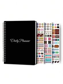 Trees Daily Weekly Planner Notebook 7 Day Work Planner Agenda Undated Personal Productivity Appointment Book Spiral To Do List Notebook With Hourly Schedule, Budget Plan, Meal Plan Back To School Supplies Office Supplies - Black - View 3
