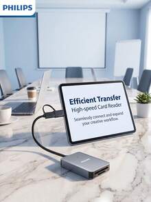 PHILIPS 多功能 SD 記憶卡讀卡機，USB 3.2 高速傳輸，相容於智慧型手機、平板電腦與電腦，雙卡槽設計，可快速傳輸攝影素材與辦公文件 - 查看 7