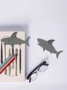 1個 3D鯊魚造型PVC書籤，耐用可愛動物設計，適合書迷，趣味個性閱讀配件，適用於書籍與文件夾，頁角書籤 - A - 查看 5
