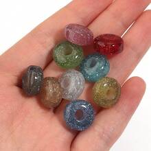 10顆樹脂水鑽銀色亮片大孔算盤珠，鑲嵌銀色亮片DIY手工珠飾，適用於手鍊、項鍊、耳環裝飾珠、手機鍊、鑰匙圈、流蘇捕夢網吊墜製作珠 - 彩色 - 查看 3