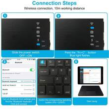 AKKHOO Wireless Keyboard, Rechargeable, Touchpad, Touch Mini Keyboard, Compatible With IPad Tablet - Black - View 12