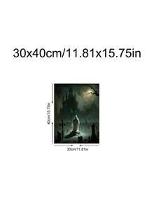 1 pieza Impresión gótica de fantasma oscuro, rosa del cementerio, fantasma en el cementerio bajo la luz de la luna, regalo ideal, adecuado para dormitorio, sala de estar, oficina, arte de pared, decoración de pared, decoración del hogar, decoración de la habitación, arte de pared en lienzo, pósteres, arte de pared con marco, marco opcional - 1 unidad - Ver 22