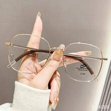 1 pezzo Occhiali da donna con montatura quadrata in metallo marrone senza prescrizione, ultra leggeri, adatti per l'uso quotidiano e la lettura del telefono - Bronzo - Visualizzare 3