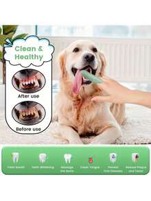 1pc Random Color Silicone Soft Finger Toothbrush For Dogs, 360° Gentle Cleaning, Soft Bristles, Suitable For Pet Dental Care, Easy To Use Dog Finger Toothbrush - Multicolor - View 2