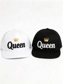 1 pieza/2 piezas Gorra plana con visera de 3D bordada estilo rey, unisex - A - Ver 12