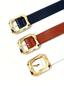 3pcs Set Women's Versatile PU Leather Belts With Metal Buckle Decoration - Multicolor - View 5