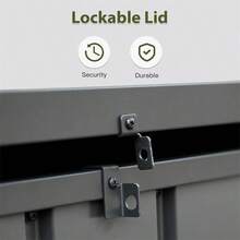 100 Gallon Outdoor Storage Deck Box Waterproof, Large Patio Storage Bin For Outside Cushions, Throw Pillows, Garden Tools, Lockable (Dark Gray)-XY769489 - Multicolor - View 4