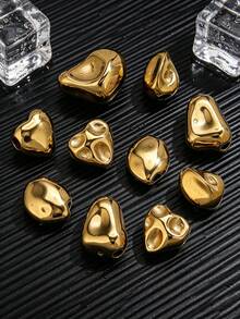 1pc Stainless Steel 18K Gold Plated Fashion Large Hole Rhombus Asymmetrical Spacer Bead, DIY Bracelet Necklace Jewelry Making Accessory - beads - View 1