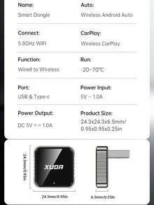 XUDA New CarPlay Ai Box Mini Superbox, Wired To Wireless Conversion, 2-In-1 Wireless CarPlay And Android Function, Supports 2.4-5.0 GHz WiFi 5, Suitable For 99% Of Cars With Wired CarPlay And Android Capabilities - B - View 7