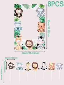1 Set Jungle Animal Photo Frame Props, Jungle Animal Party Photo Frame Props, Birthday Party Paper Photo Frame, Jungle Party Photography Background Decoration, Party Accessories, Photo Props, Wild One Birthday Party Decoration, Baby Shower Decoration, Jungle Animal Safari Party Decoration, Birthday Party Supplies, Birthday Gift, Party Favors - Jungle Animals - View 5