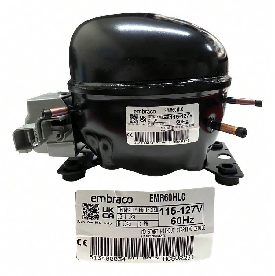 Embraco Compressor 1/5 Hp R134a 127v 60hz Emr60hlc - A - 查看 1