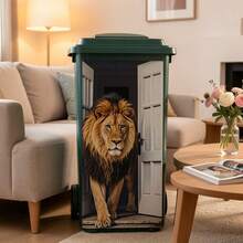 1pc 2D Flat Print Trash Can Sticker 14.57*32.28 Inches Cute African Lion Theme Self-Adhesive Wallpaper Suitable For Trash Can, Wall Home Decor 2D Flat - A - View 4