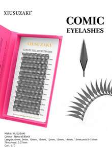 XIUSUZAKI 12-Row Manga Pointed Automatic Fan Pre-Made Grafting Eyelashes, Single-Strand Dense False Eyelashes For Cosplay - View 8