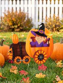 4pcs Thanksgiving Pumpkin Patch Outdoor Decor, Skeleton Train Patch Sign, Yard Stake Autumn Decorations, Yard Stake Lawn Sign Suitable For Outdoor Lawn Garden Thanksgiving, Autumn Harvest Lawn Outdoor Garden Farmhouse Thanksgiving Party Decor, Home Porch Wall Indoor Outdoor Decoration (Pumpkin Color, Yellow) - Multiple Styles - View 8