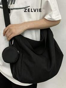 Bolso bandolera de gran capacidad para hombre de unicolor - Multicolor - Ver 1