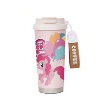 Miniso Taza de café aislada con diseño de My Little Pony Pinkie Pie, con correa para la muñeca, taza de viaje de acero inoxidable de doble bebida para desplazamientos, camping & uso diario - Multicolor - Ver 7