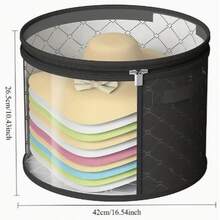 1 pièce Seau de rangement pour chapeau rond, sac de rangement pour chapeau transparent pliable avec fermeture éclair anti-poussière, portable unisexe, convient aux chapeaux à larges bords et aux chapeaux de cowboy, boîte de rangement pour chapeau, porte-chapeau, rangement de placard, boîte de rangement pour chapeau - Multicolore - Voir 6