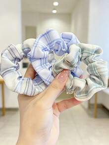 Women's Ins Korean Style Large Scrunchie 2026 New Plaid Fat Hair Tie Summer Minimalist Premium Aesthetic Hair Accessory Sweet Bun Hair Band Back To School Essential School Hair Accessory - Multicolor - Preppy Style - View 7