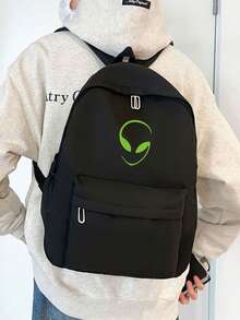 1pc Solid Color Men's Fashion Backpack, Versatile Large Capacity Casual Commuter Student Backpack For Men And Women - Black - View 8