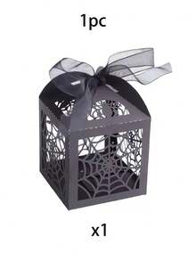 10pcs Halloween Gift Boxes,Hollow Spider Sweet Boxes,Halloween Party Favors,Black Halloween Party Gift Packaging Box,For Halloween Party Table Decor Supplies,Day Of The Dead Party,Halloween Party,Gothic Party Decor - A - View 12